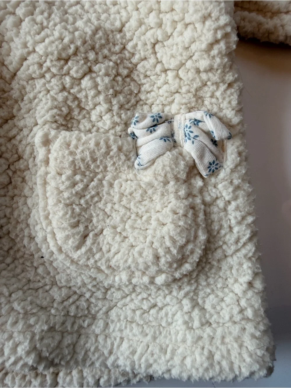Cream Sherpa Baby Hooded Jacket with Ears